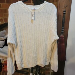 No Boundaries Ivory Ultra Soft Ribbed Chenille Pullover Sweater Size XXL